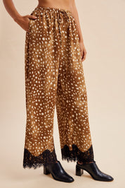 Janie Deer Print Plisse Wide Leg Pants - Westly