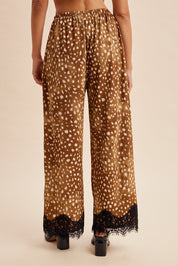 Janie Deer Print Plisse Wide Leg Pants - Westly