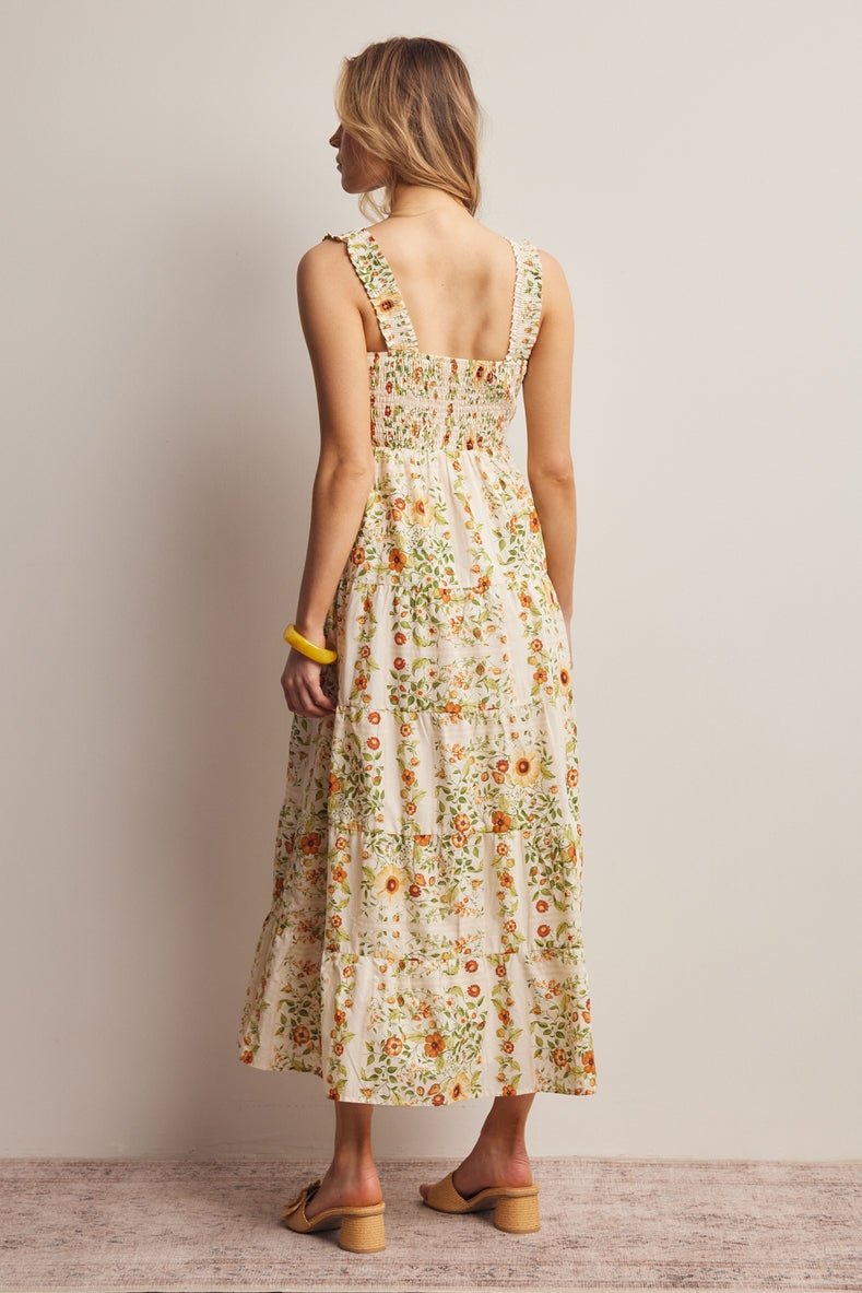 Jasmine Floral Smocked Tiered Midi Dress - Westly