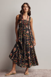 Jasmine Floral Smocked Tiered Midi Dress - Westly
