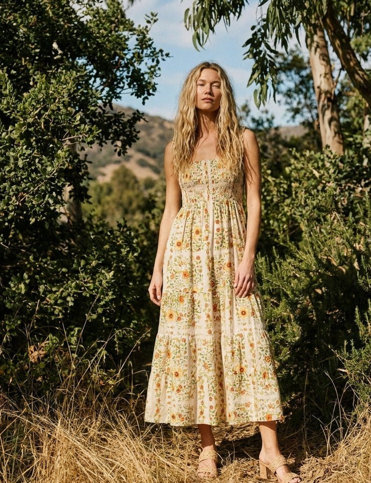 Jasmine Floral Smocked Tiered Midi Dress - Westly