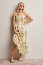 Jasmine Floral Smocked Tiered Midi Dress - Westly