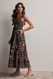 Jasmine Floral Smocked Tiered Midi Dress - Westly