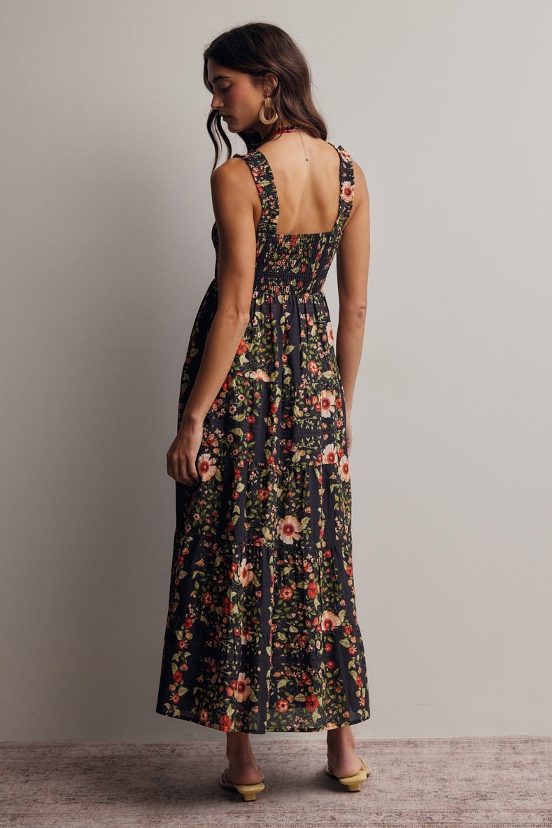 Jasmine Floral Smocked Tiered Midi Dress - Westly