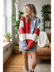 Jolene Mineral Washed Americana Flag Sweatshirt - Westly