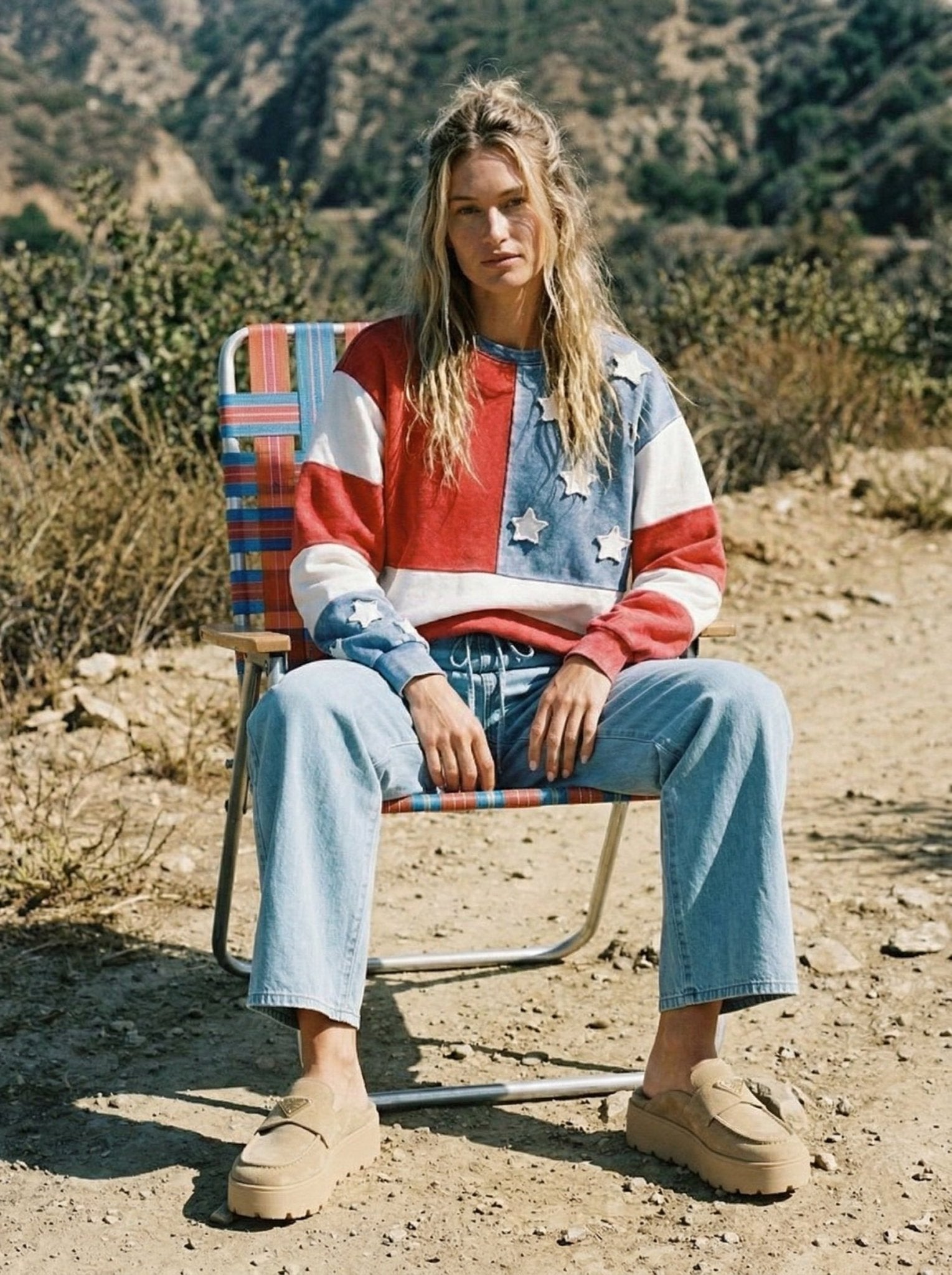 Jolene Mineral Washed Americana Flag Sweatshirt - Westly