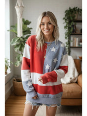 Jolene Mineral Washed Americana Flag Sweatshirt - Westly