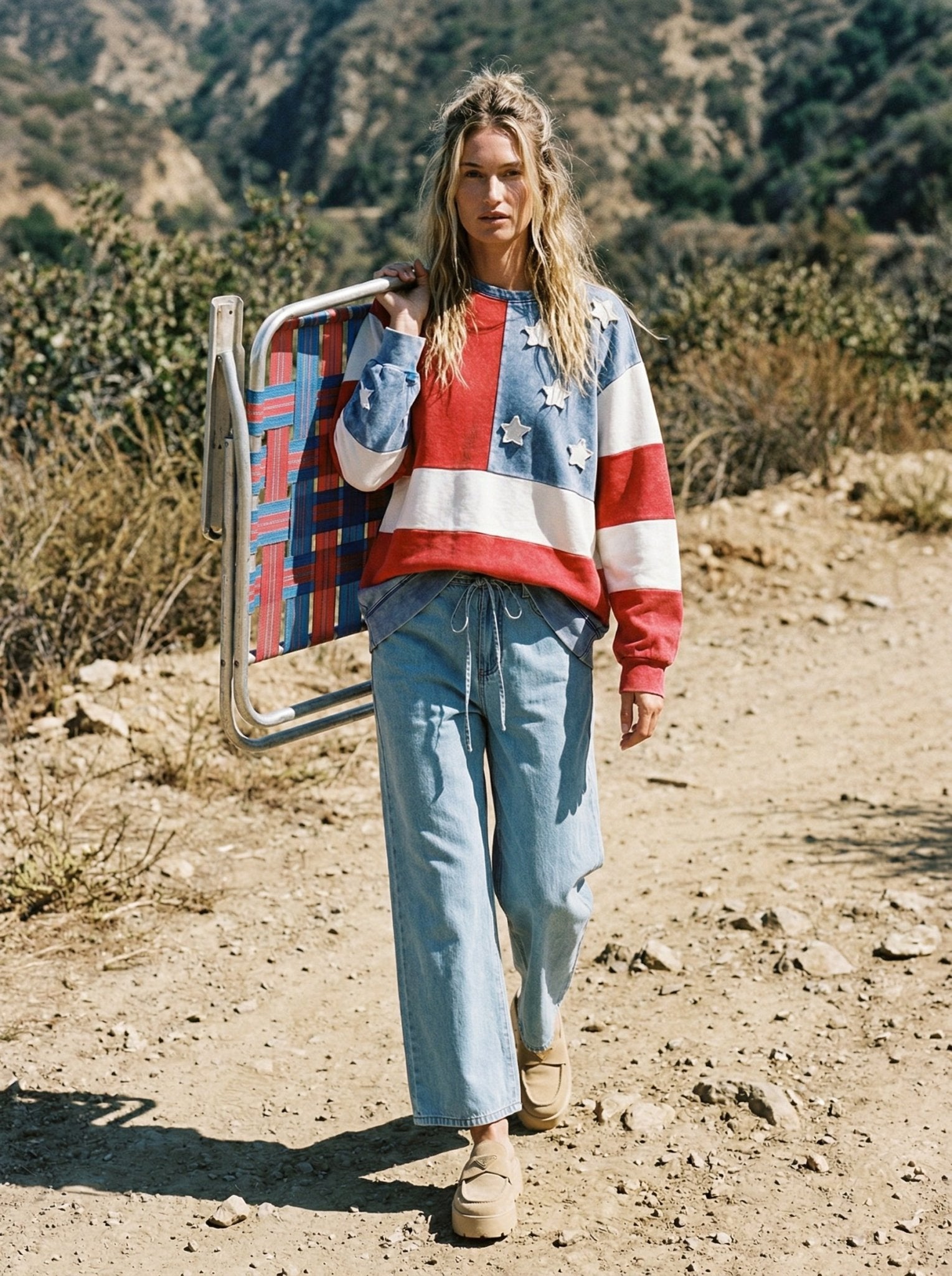 Jolene Mineral Washed Americana Flag Sweatshirt - Westly