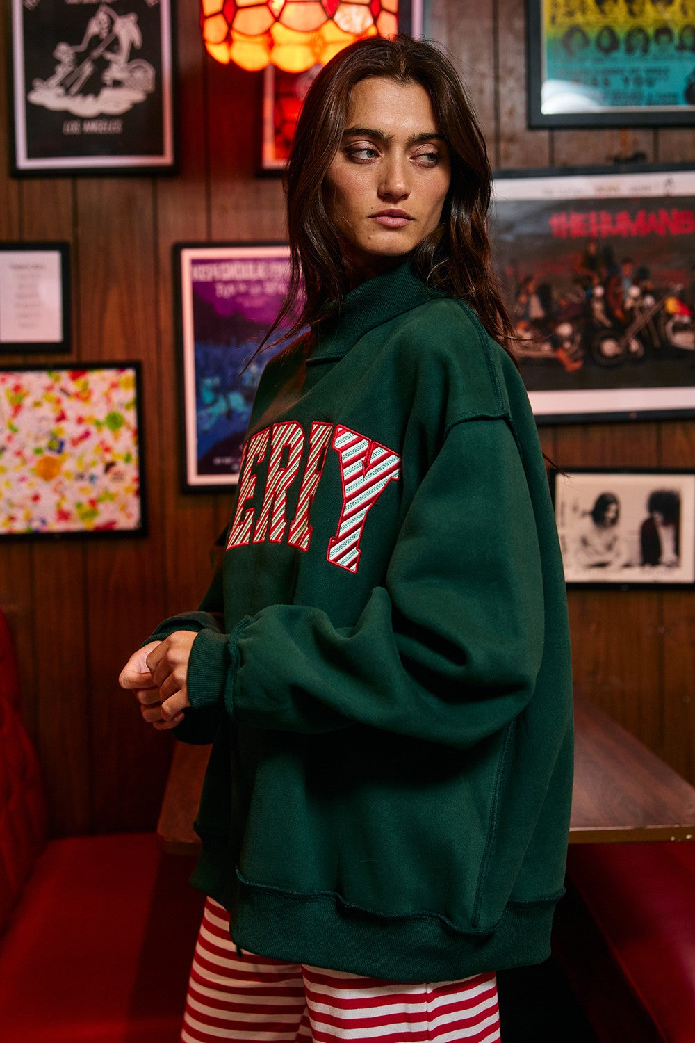 Jolly Days Applique Sweatshirt - Christmas Green