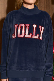 Jolly Hour Velvet Mock Neck Sweatshirt - Westly