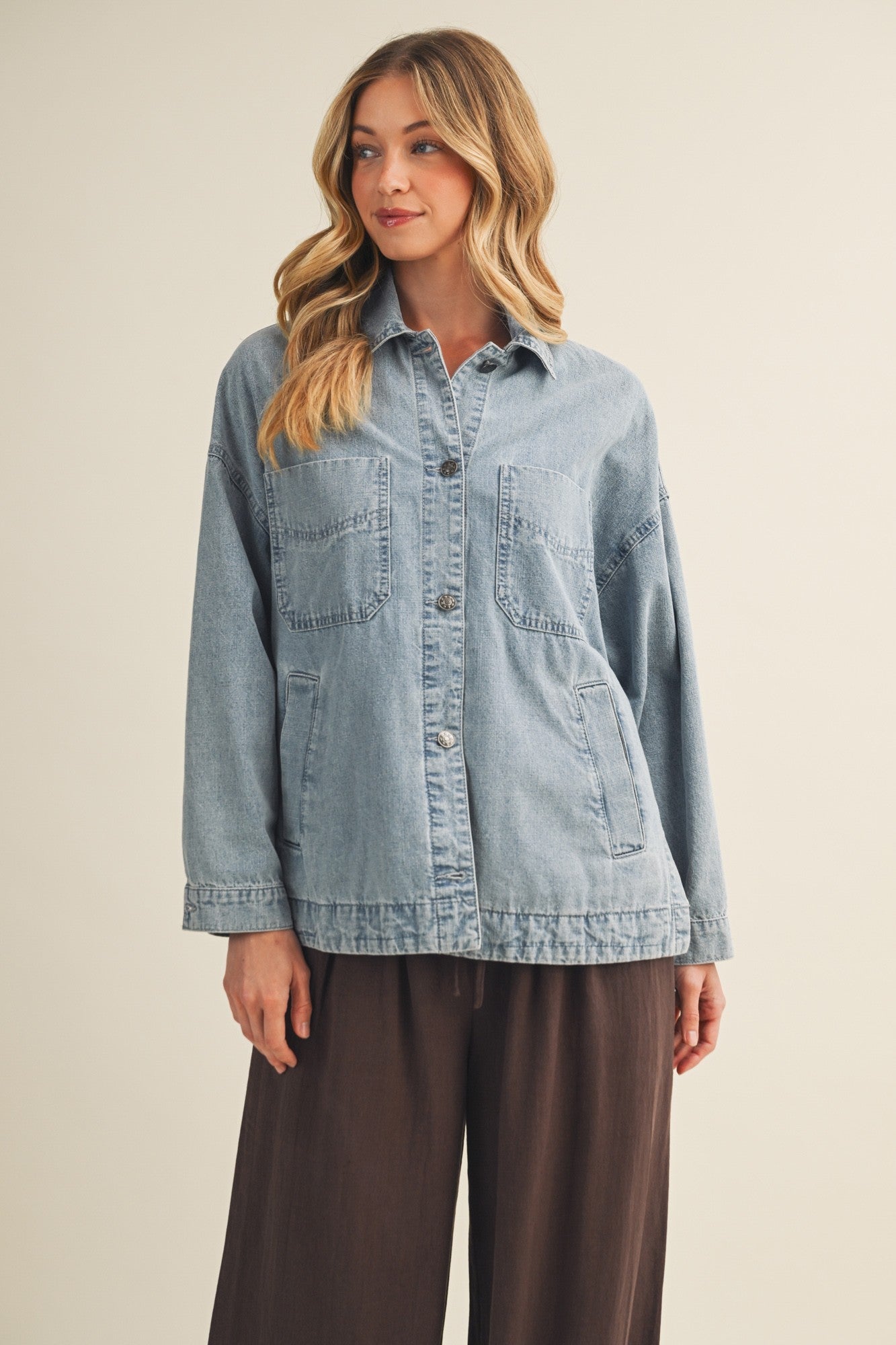 Joni Oversized Denim Shacket - Westly