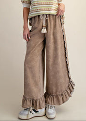 Josie Floral Print Washed Denim Palazzo Pants - Westly