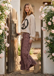 Josie Floral Print Washed Denim Palazzo Pants - Westly