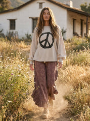 Josie Floral Print Washed Denim Palazzo Pants - Westly