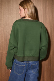 Joy Ride Embellished Cropped Sweatshirt in Green — product photo 03