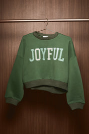 Joy Ride Embellished Cropped Sweatshirt in Green — product photo 05
