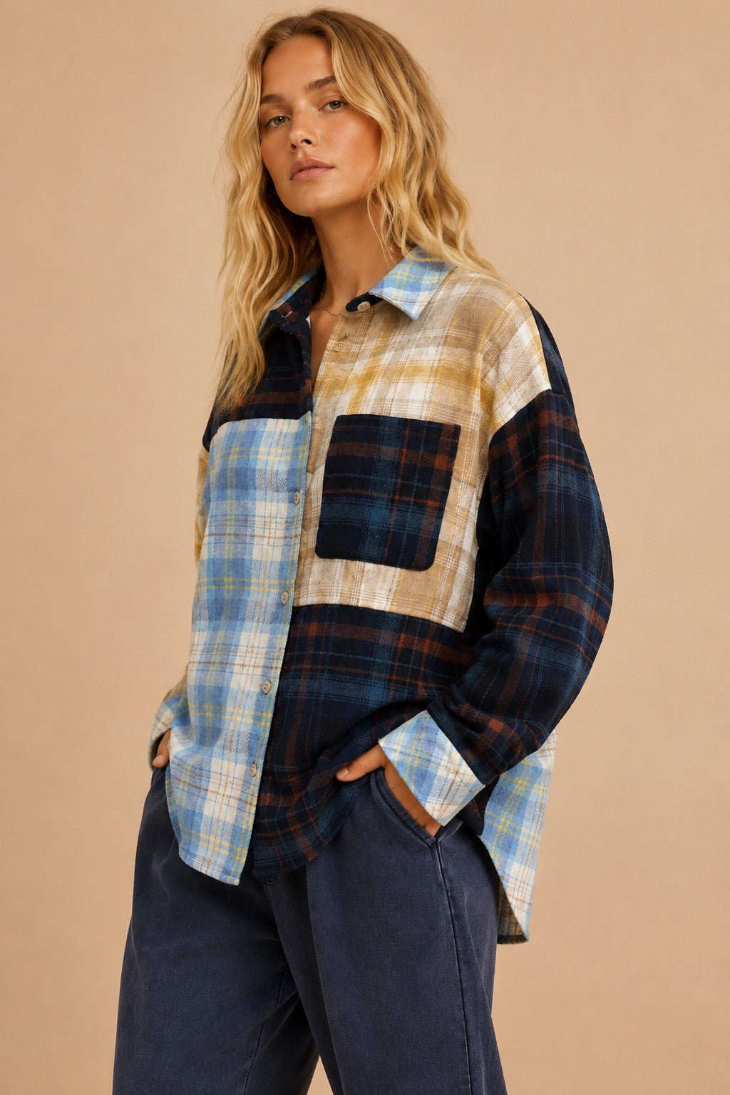 Jukebox Mixed Plaid Button Down Shirt - Westly