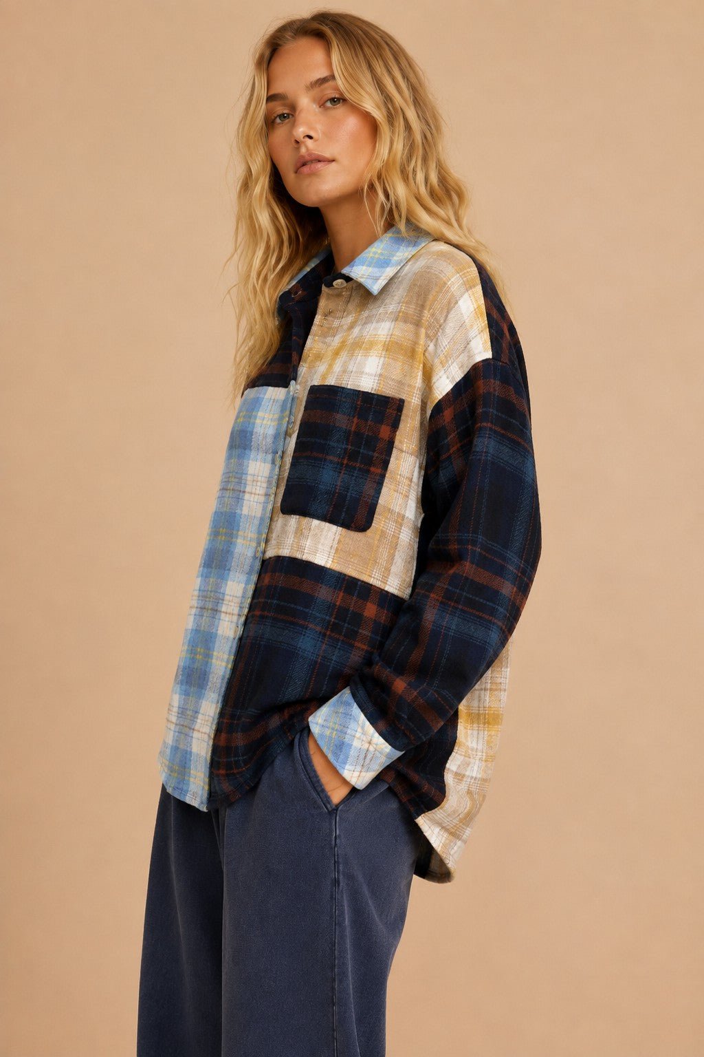 Jukebox Mixed Plaid Button Down Shirt - Westly