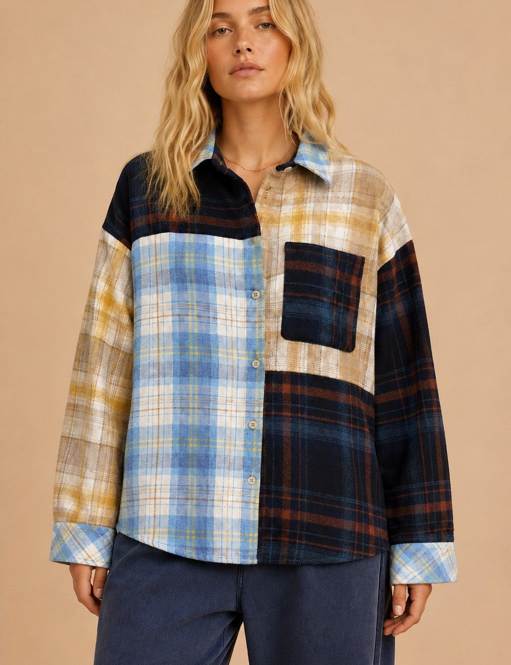 Jukebox Mixed Plaid Button Down Shirt - Westly