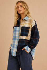 Jukebox Mixed Plaid Button Down Shirt in Blue Multi, photo 1