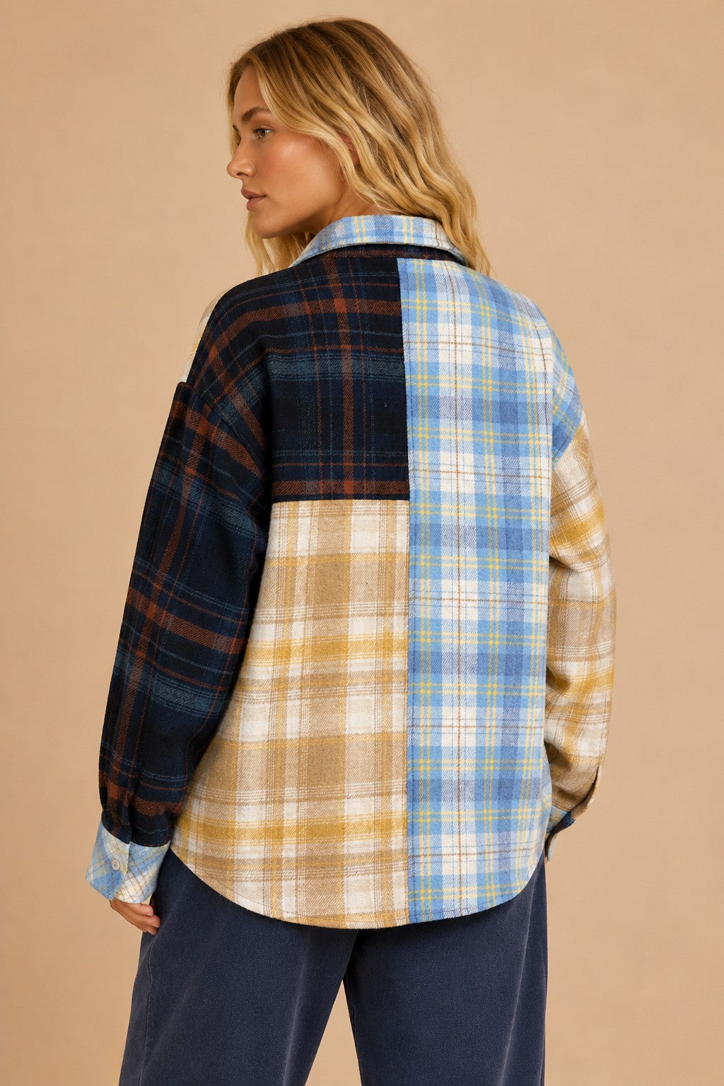 Jukebox Mixed Plaid Button Down Shirt in Blue Multi, photo 3