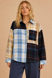 Jukebox Mixed Plaid Button Down Shirt in Blue Multi, photo 5