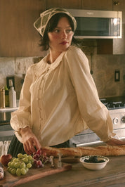 Juliette Ruffle Collar Cotton Blouse in Cream - product photo 2