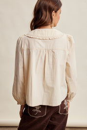 Juliette Ruffle Collar Cotton Blouse in Cream - product photo 12