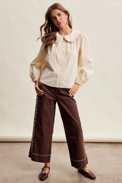 Juliette Ruffle Collar Cotton Blouse in Cream - product photo 13