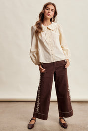 Juliette Ruffle Collar Cotton Blouse in Cream - product photo 14