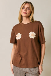 Just Dandy Flower Crochet Patch Tee - Westly
