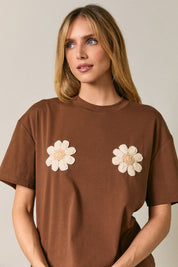 Just Dandy Flower Crochet Patch Tee - Westly