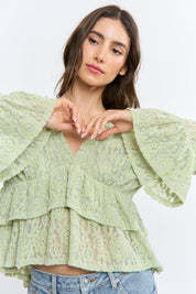 Kay Long Sleeve Lace Ruffle Blouse - Westly