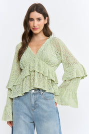Kay Long Sleeve Lace Ruffle Blouse - Westly