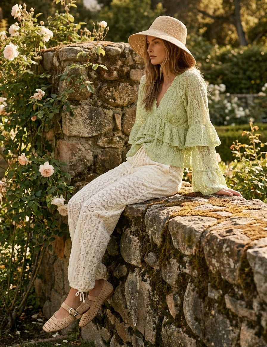 Kay Long Sleeve Lace Ruffle Blouse - Westly