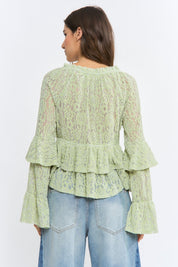 Kay Long Sleeve Lace Ruffle Blouse - Westly