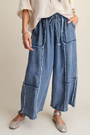 Kennedy Washed Chambray Palazzo Pants - Westly