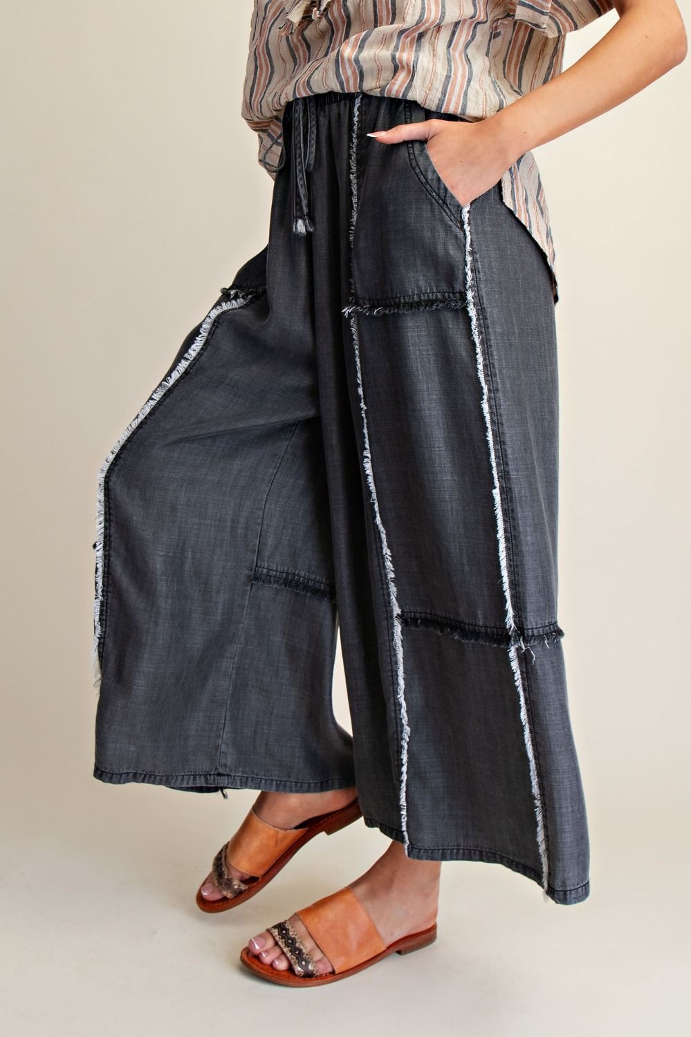 Kennedy Washed Chambray Palazzo Pants - Westly