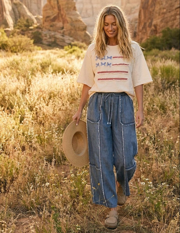 Kennedy Washed Chambray Palazzo Pants - Westly