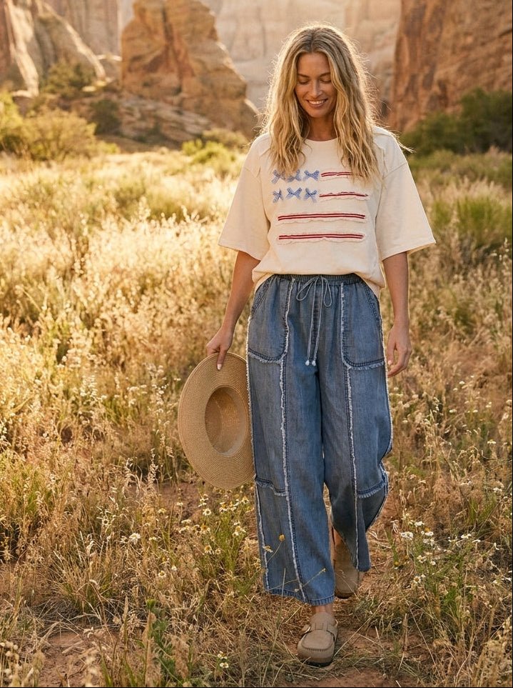 Kennedy Washed Chambray Palazzo Pants - Westly