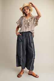Kennedy Washed Chambray Palazzo Pants - Westly