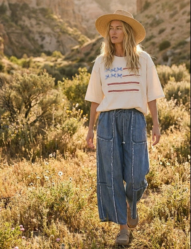Kennedy Washed Chambray Palazzo Pants - Westly