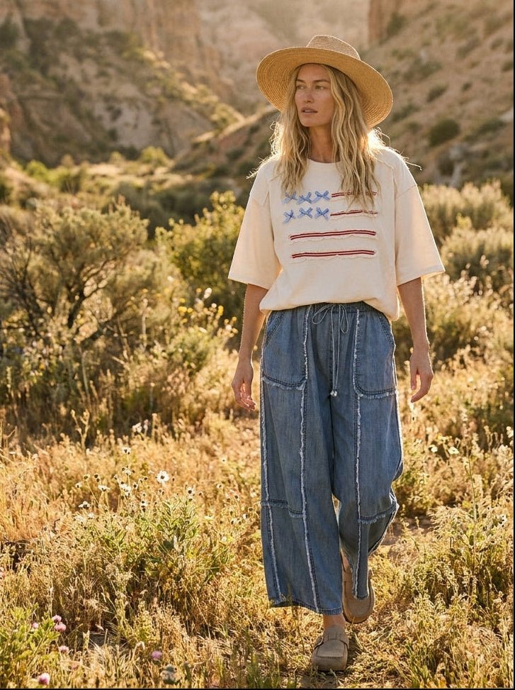 Kennedy Washed Chambray Palazzo Pants - Westly