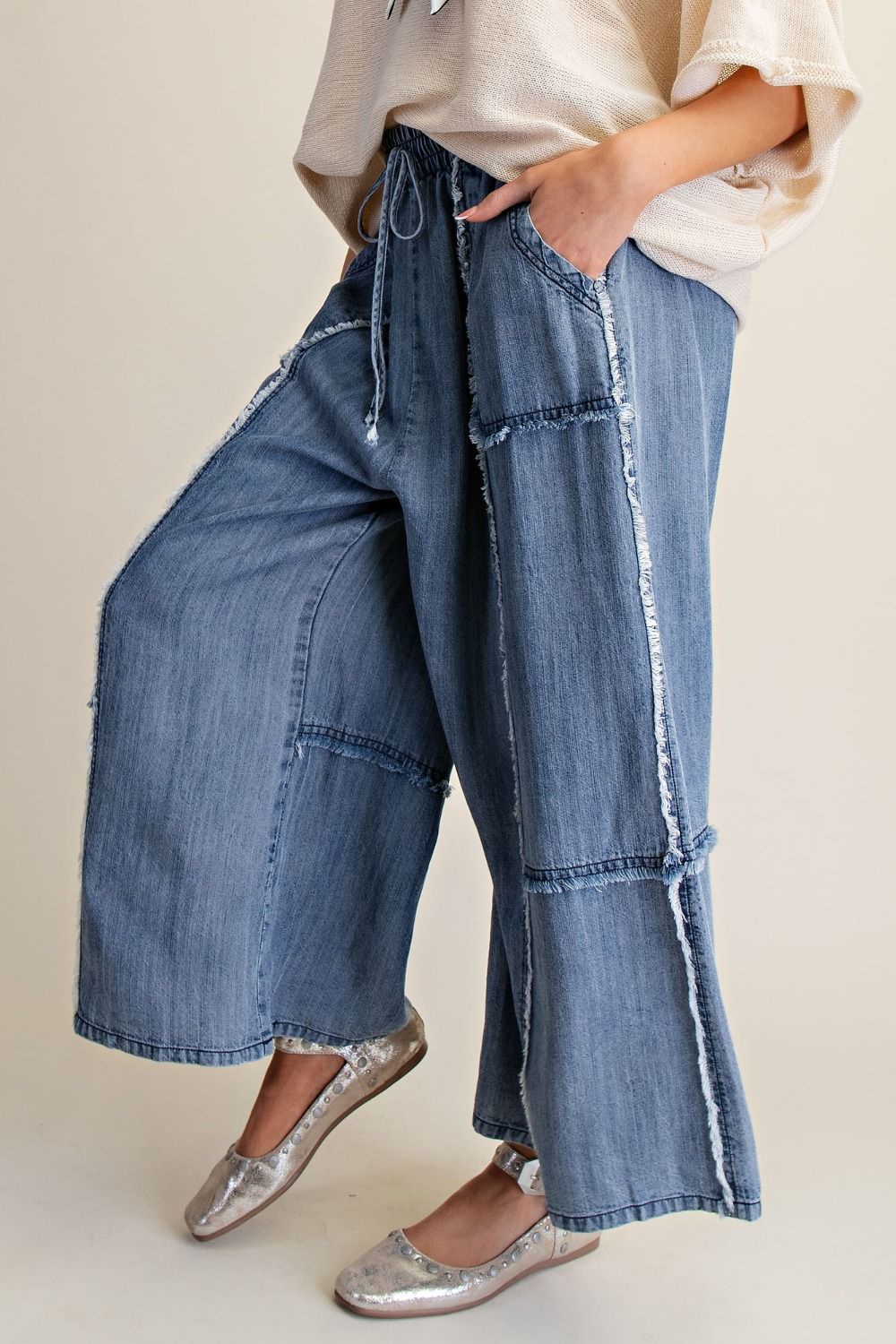 Kennedy Washed Chambray Palazzo Pants - Westly