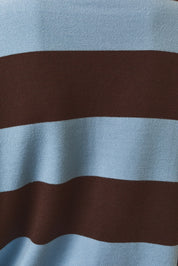 Kestrel Wide Stripe Cardigan - Brown Light Blue Stripe