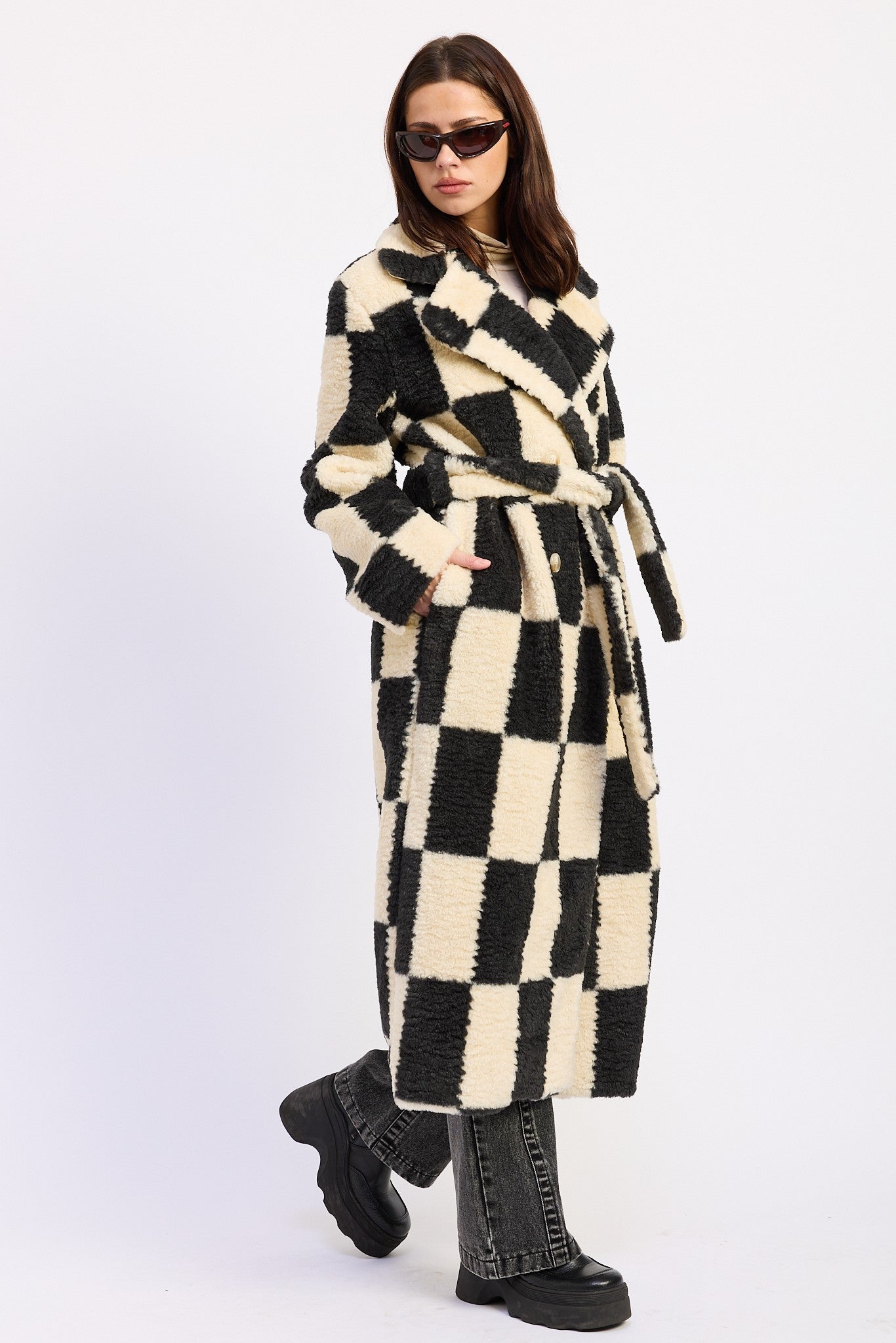 Kingsbridge Checked Belted Coat - Westly