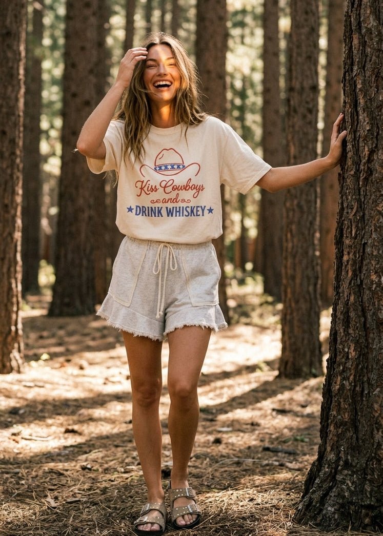 Kiss Cowboys and Drink Whiskey Tee - Westly