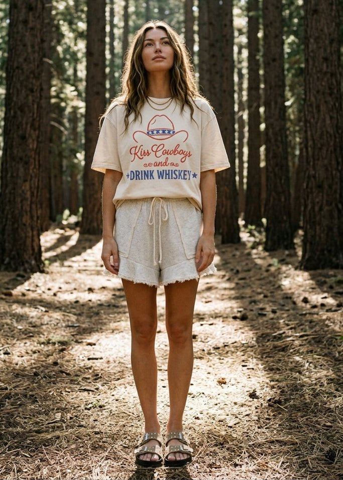 Kiss Cowboys and Drink Whiskey Tee - Westly