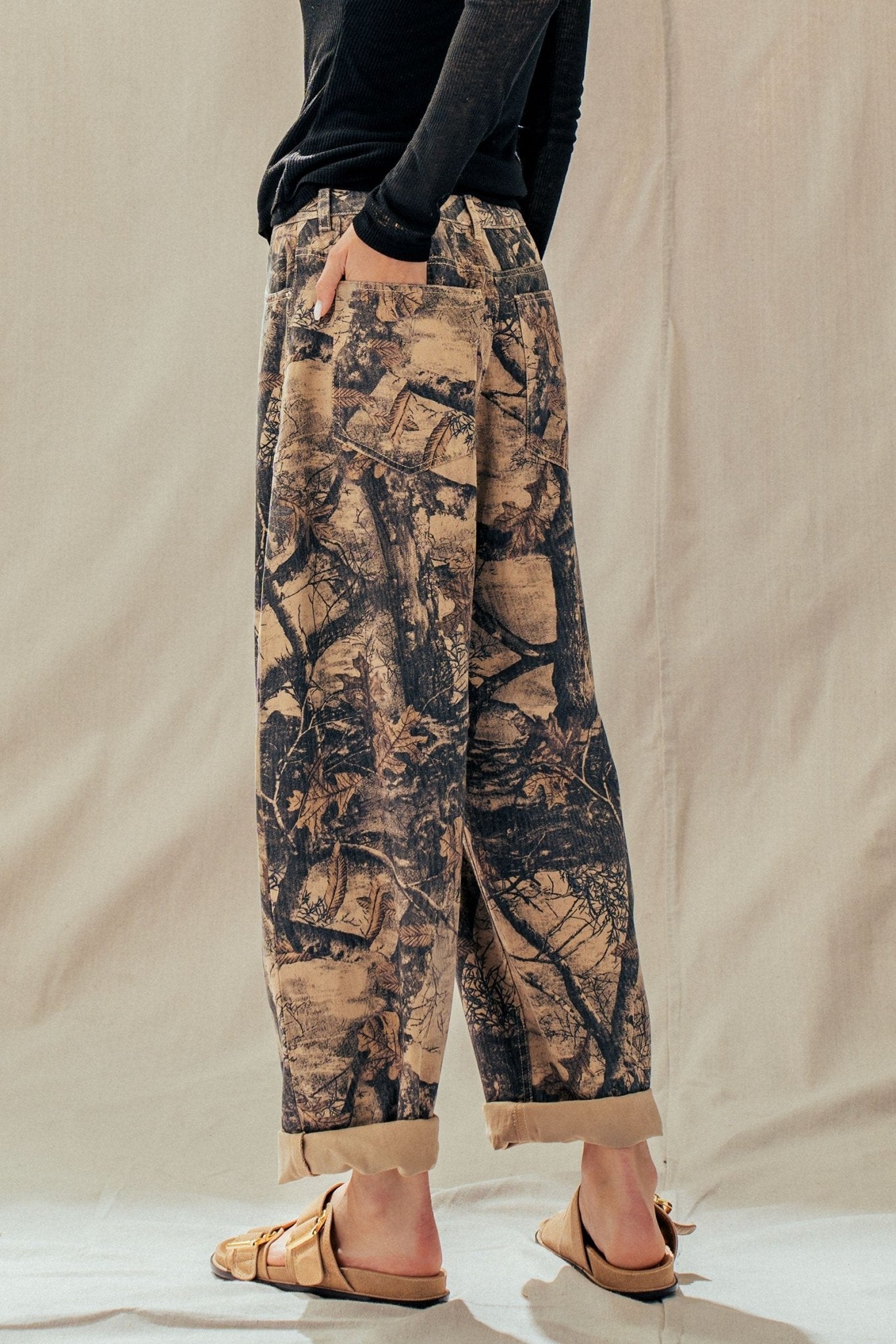 Knox Vintage Washed Camo Barrel Pants - Westly