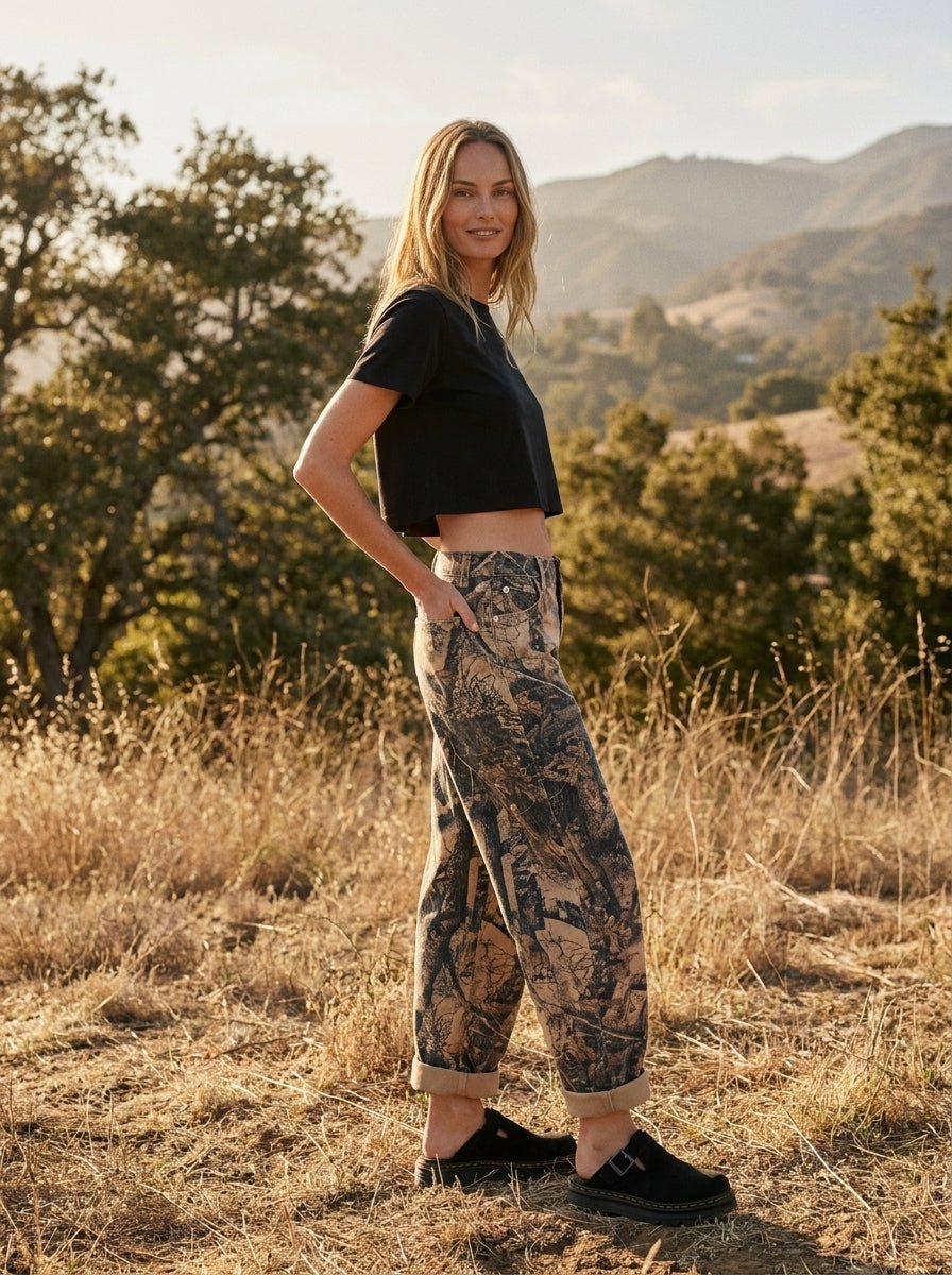 Knox Vintage Washed Camo Barrel Pants - Westly
